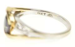 14K White Gold Two Tone Syn. Alexandrite Diamond Swirl Ring