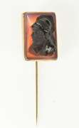 10K Yellow Gold Carved Onyx Soldier Cameo Squared Ornate Stick Pin
