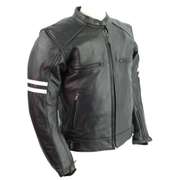 LEATHER VENTED SCOOTER JACKET W/ STRIPES