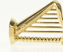 14K Yellow Gold 3D Harp Instrument Music Musician Charm/Pendant