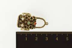 14K Yellow Gold 3D Victorian Decorative Wheeled Cart Charm/Pendant