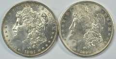 Super Choice BU 1881-O & 1890 Morgan Silver Dollars