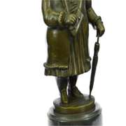 Woman Bronze Figurine on Marble Base Statue
