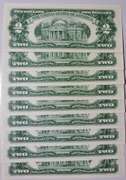 (9) Gem Crisp 1963 $2 Red Seal Notes Consecutive Serial Numbers!