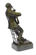 Art Deco Large Black American Music Musician Guitar Player Jazz Bronze Statue