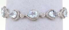 Very Handsome Aquamarine & Diamond Bracelet in Sterling Silver