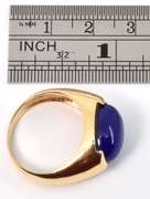 Tasteful Man's Cabochon Lapis Ring in 14k yellow gold weighing 6.3 grams.