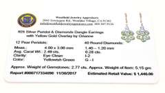 Adorable Peridot & Diamond Dangle Earrings in Vermeil