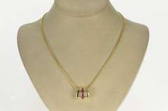 14K Yellow Gold Ruby Emerald Diamond Channel Slide Enhancer Pendant