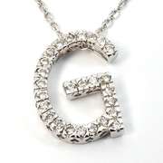 G Initial Pendant Necklace with Diamonds in 14K WG