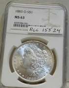 1883-O Morgan Dol NGC MS-63
