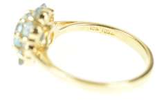 10K Yellow Gold Round Blue Topaz Halo Cluster Cocktail Ring