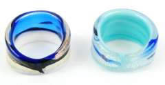 2 Murano Art Glass Rings, Size 10