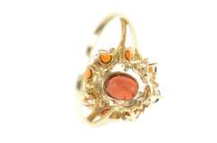 14K Yellow Gold Oval Garnet Diamond Accent Cocktail Ring