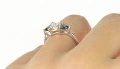 14K White Gold 1.72 Ctw Brilliant Diamond Sapphire Engagement Ring