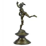 Hermes Elegant Male Nude Mercury Bronze Statue