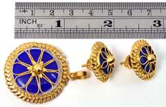 22k & Lapis Earrings and Pendant Set: