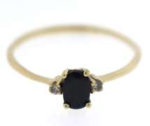 Dainty 14kt YG Oval Sapphire & Diamond Accent Ring