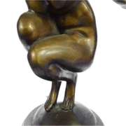 Nudist Performer Bronze Sculpture on Marble Base Statue