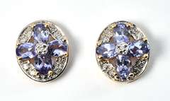 Cute Iolite and Diamond Stud Earrings