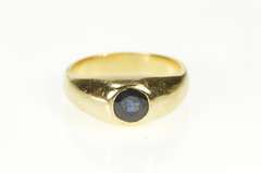 14K Yellow Gold Sapphire Solitaire Retro Simple Statement Ring