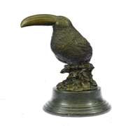 Bird Genuine Bronze Statue on Marble Base Sculpture