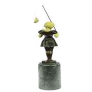 Little Girl Fishing Bronze Sculpture