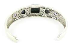 Gorgeous Sterling Turquoise & Gemstones Cuff Bracelet