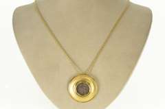 14K Yellow Gold Ancient Greek Satyr Nymph Drachm Thrace Pendant
