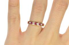 14K Yellow Gold 0.44 Ctw Ruby Diamond Channel Wedding Band Ring
