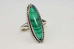 Striking Malachite in Sterling Ring