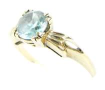 Vintage 10K Blue Zircon Solitaire Ring, Size 5