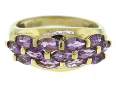 Dreamy Amethyst 3 Row Bar Channel Ring