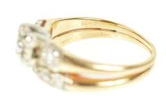 14K Yellow Gold 0.50 Ctw Diamond Bridal Set Retro Engagement Ring