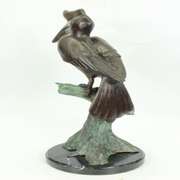 Coastal Shorebird Bronze Sculpture on Marble Base Statue