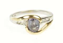 14K White Gold Two Tone Syn. Alexandrite Diamond Swirl Ring