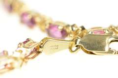 14K Yellow Gold Oval Pink Topaz X Link Tennis Bracelet