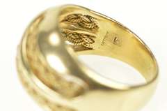 14K Yellow Gold Ornate Retro Braided Woven Chain Statement Ring