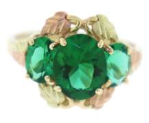 Fancy Green CZ Black Hills Gold Ring