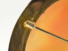 10K Yellow Gold Etched Design Victorian Carved Lady Cameo Pendant/Pin