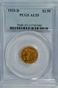 Great 1925-D US $2.50 Indian Gold Piece, PCGS AU55