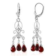 Solid White Gold Love Is Patient Garnet Diamond Earrings