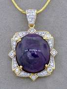 Sublime Massive 33.0CT Star Ruby & White Sapphire Necklace in Vermeil