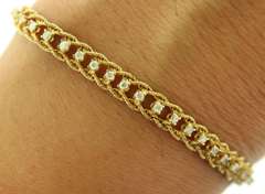 Vintage Yellow Gold Individual Prong Set Diamond Bracelet
