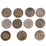 11 Assorted Seated Dimes