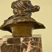 Female Bust Bronze Sculpture on Marble Base Figurine