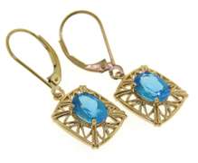 Handsome Oval Blue Topaz Dangle Earrings