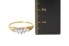 10K Yellow Gold Three Marquise Tanzanite Diamond Accent Ring