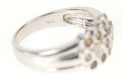14K White Gold Smoky Quartz Diamond Floral Cluster Band Ring