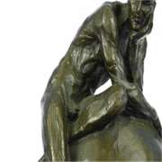 Nude Male Resting on Top of the World Bronze Sculpture